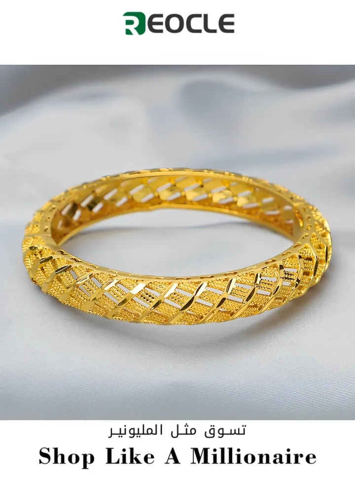 Fashionable Women's Open Hollow Bracelets Retro Carved Filigree Vietnamese Sand Gold Wedding Bracelets Women's Jewelry