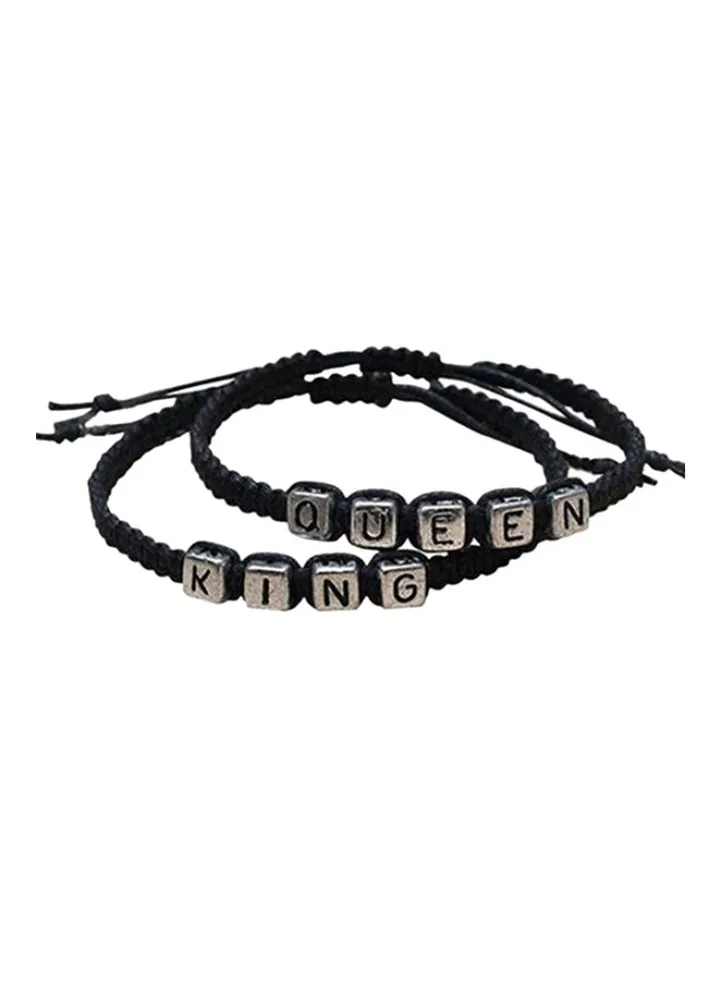 Acrylic Couple Braided King-Queen Charm Bracelet