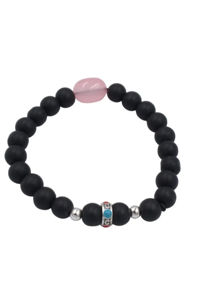 Fashion Stone Bracelet- Black/Pink