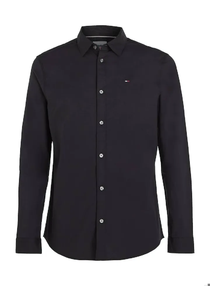 Men's Stretch Slim Fit Casual Shirt, Black