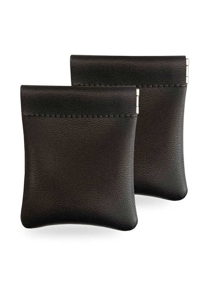 Leather Coin Holder Pouch (Black Set of 2)