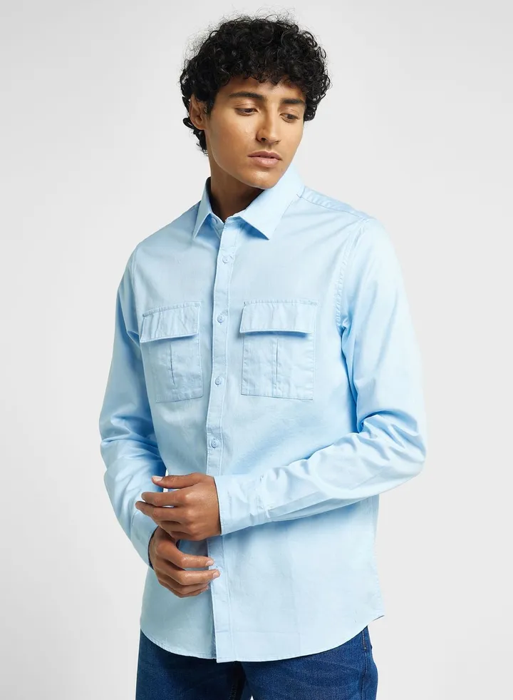 Thomas Scott Cotton Twill Classic Slim Fit Opaque Casual Shirt