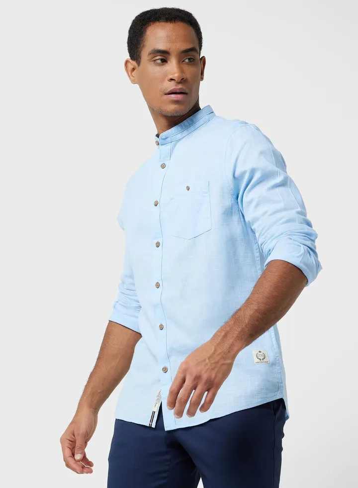 Thomas Scott Classic Slim Fit Mandarin Collar Cotton Casual Shirt