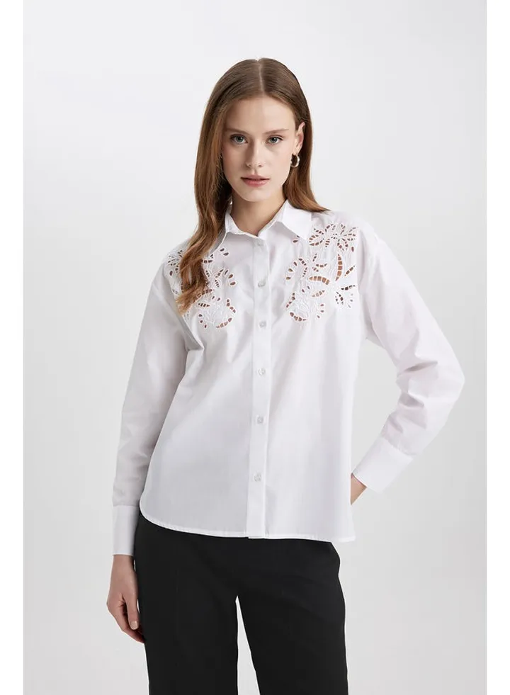 Woman Oversize Fit Woven Long Sleeve Shirt
