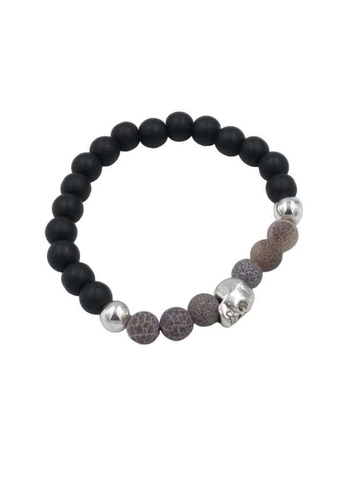 Fashion Stone Bracelet- Black/Beige