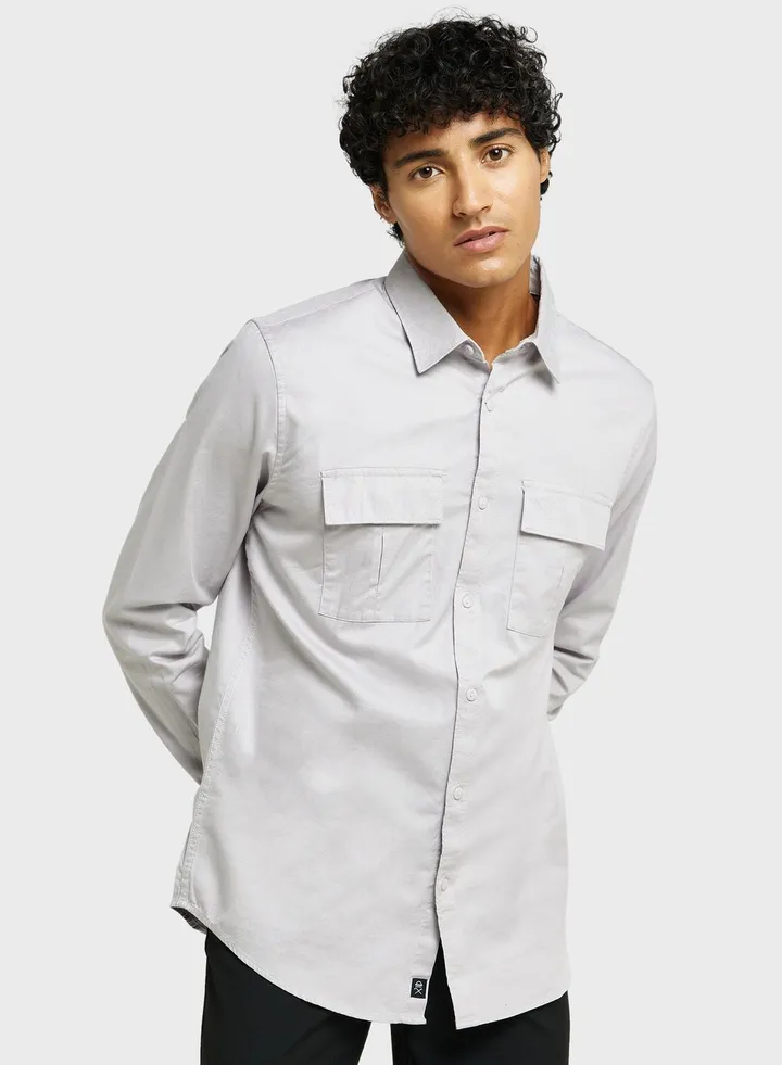 Thomas Scott Cotton Twill Classic Slim Fit Opaque Casual Shirt