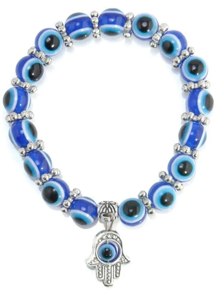 Blue Evil Eye Beads Stretch Bracelets Fatima Hand Pendant Hamas Fashion Jewelry