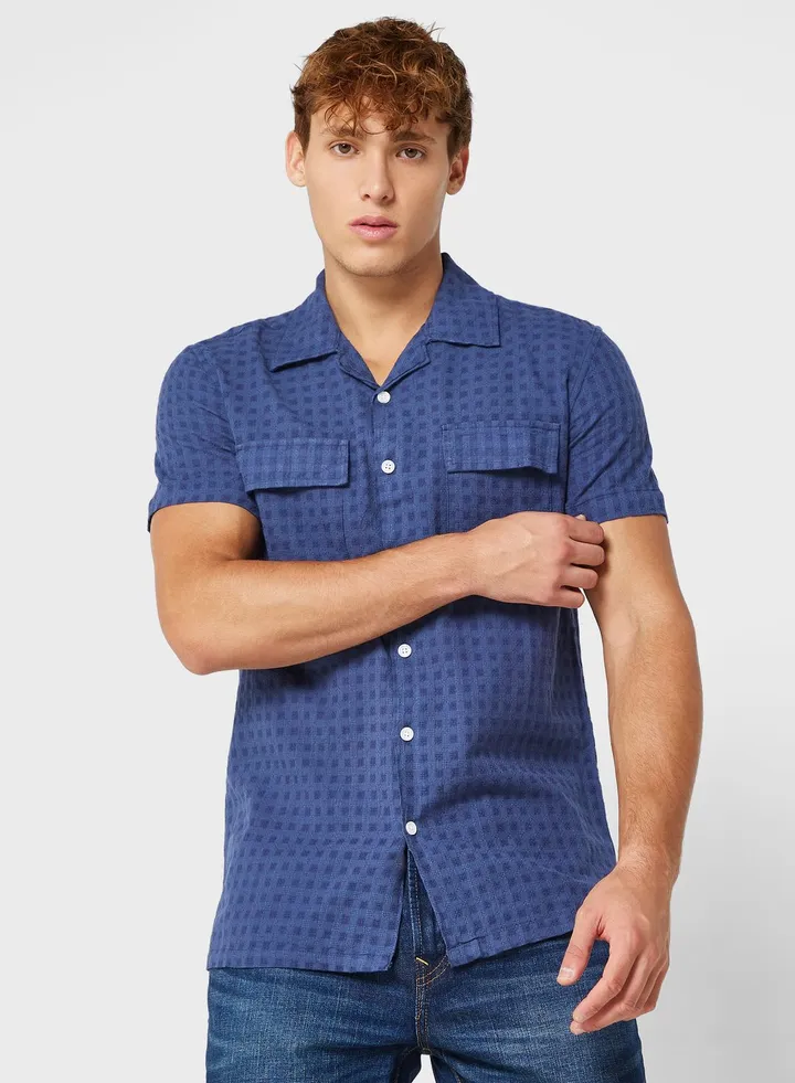 Short Sleeve Indigo Check Shirt