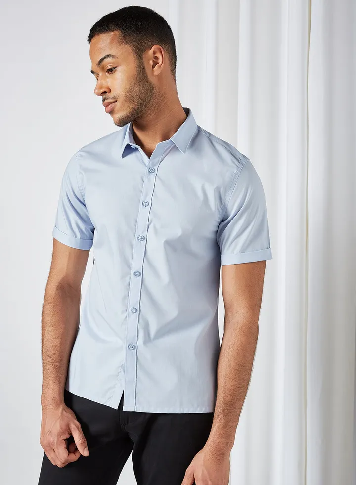 Basic Short Sleeve Shirt Blue