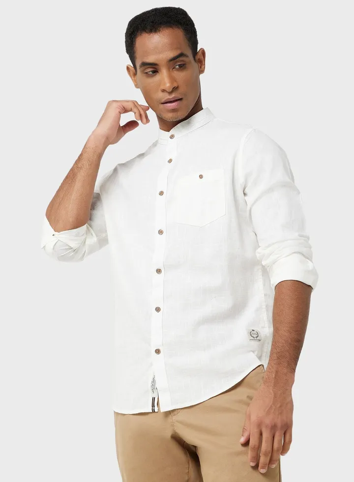 Thomas Scott Classic Slim Fit Mandarin Collar Cotton Casual Shirt