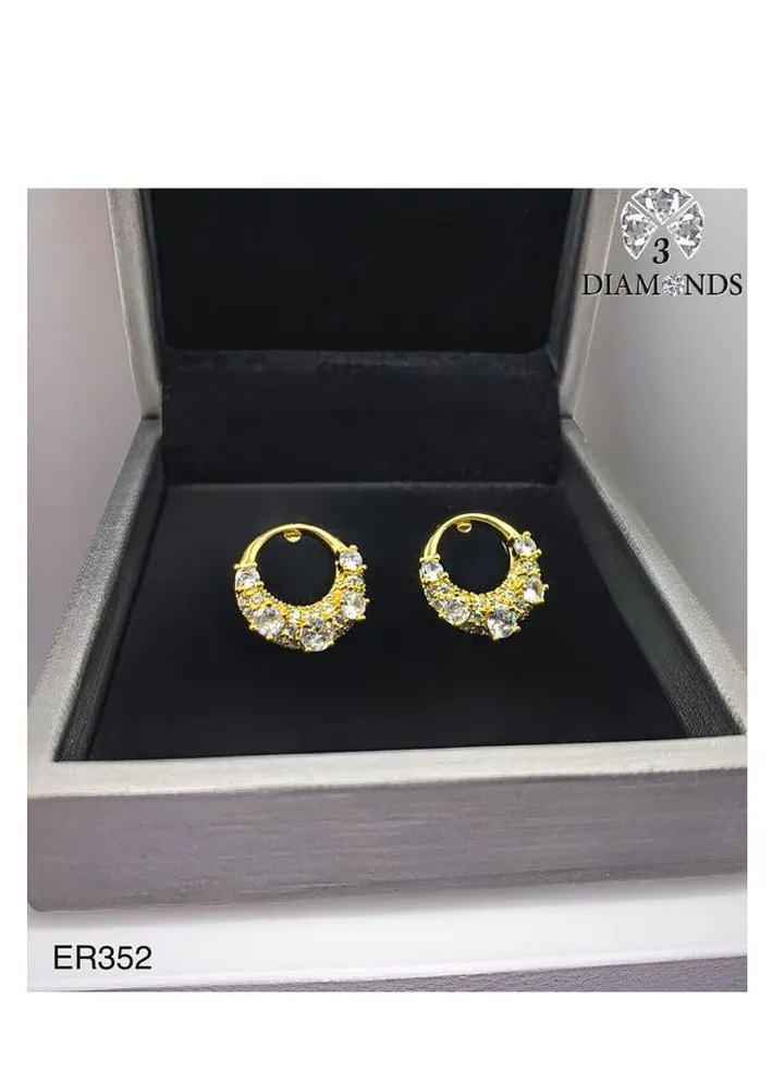 Gold Plated Earring With Zircon Lobes-high Quality
