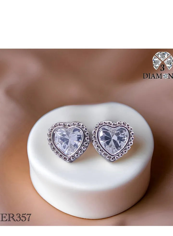 Platinum And Rhodium Plated Earrings With Zircon Stones-elegant Design
