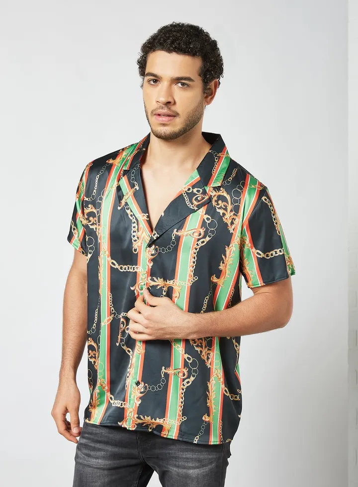 Chain Print Shirt Black