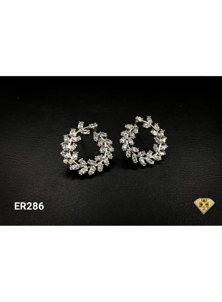 3diamond Platinum Plated Earring For Women Cubic Zircon Stone