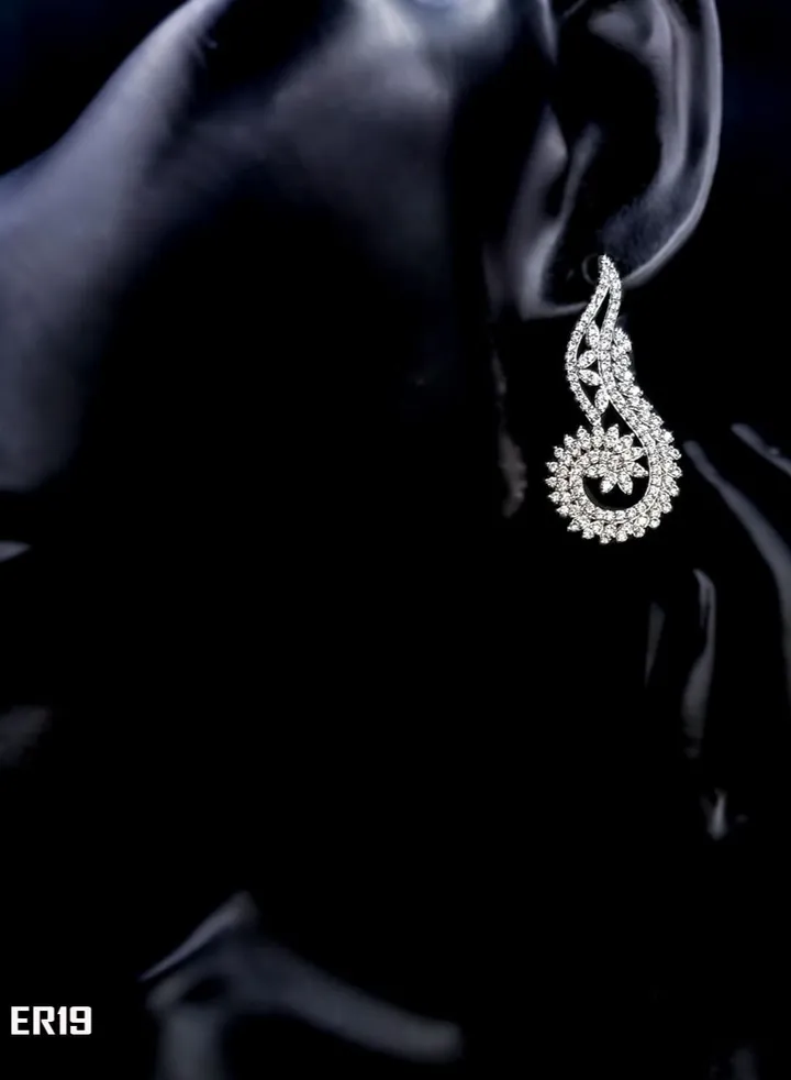 3diamond Platinum Plated Earring For Women Cubic Zircon Stone