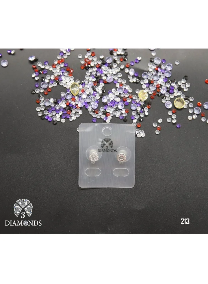 3diamond Platinum Plated Earring For Women Cubic Zircon Stone