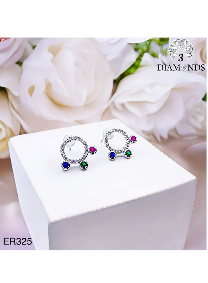 Platinum And Rhodium Plated Earrings With Zircon Stones-elegant Design
