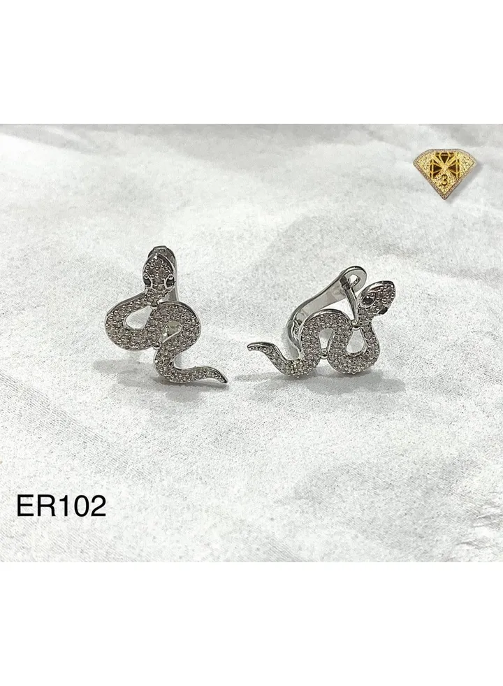 3diamond Platinum Plated Earring For Women Cubic Zircon Stone