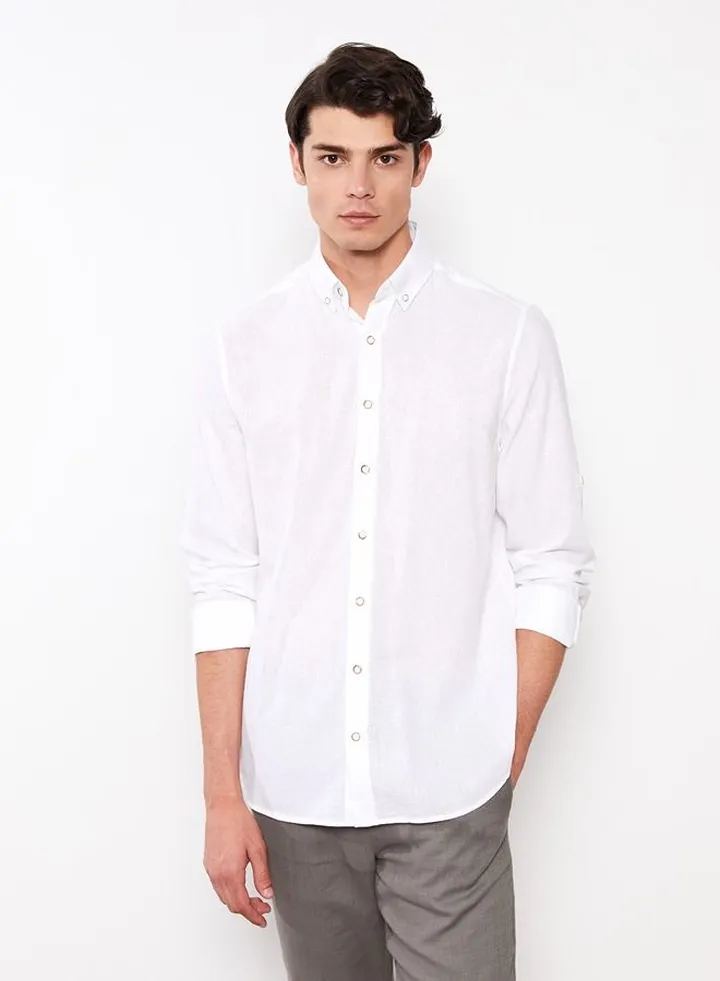 Regular Fit Long Sleeve Poplin Men Shirt