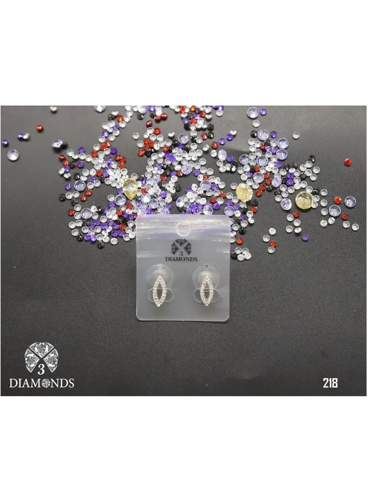 3diamond Platinum Plated Earring For Women Cubic Zircon Stone