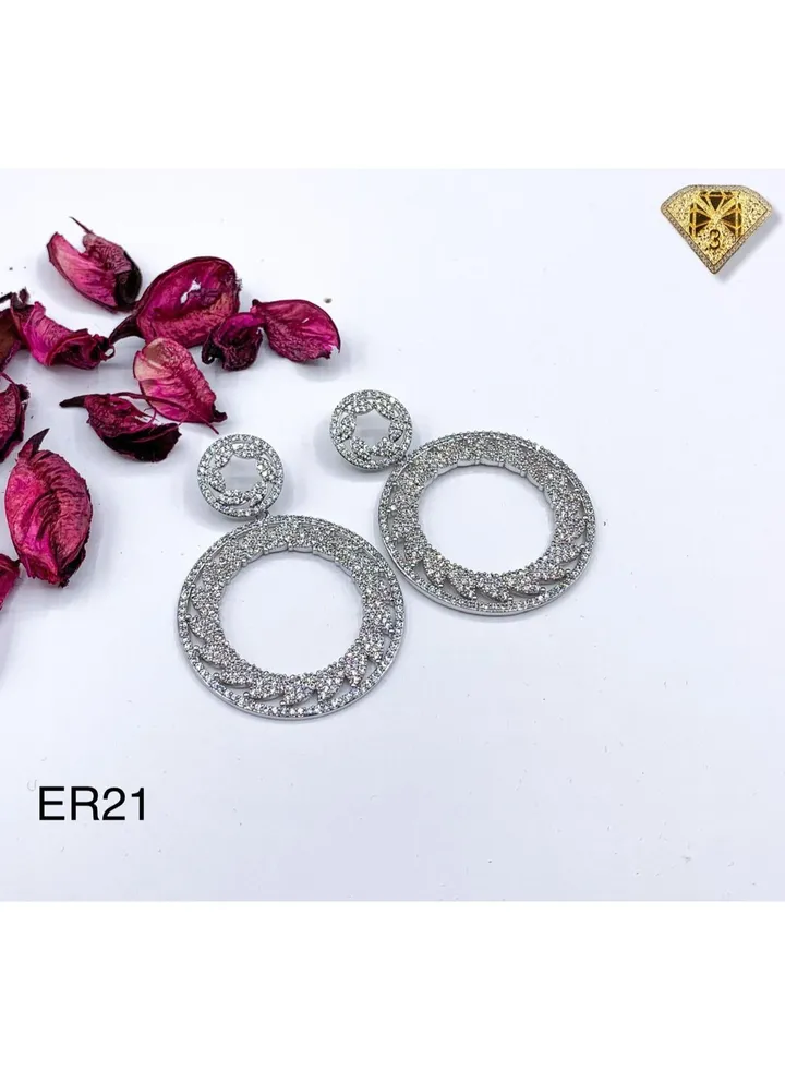 3diamond Platinum Plated Earring For Women Cubic Zircon Stone