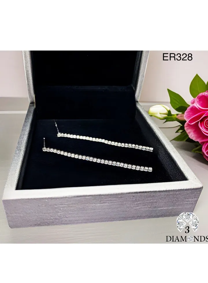 Platinum And Rhodium Plated Earrings With Zircon Stones-elegant Design