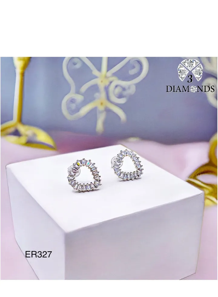 Platinum And Rhodium Plated Earrings With Zircon Stones-elegant Design