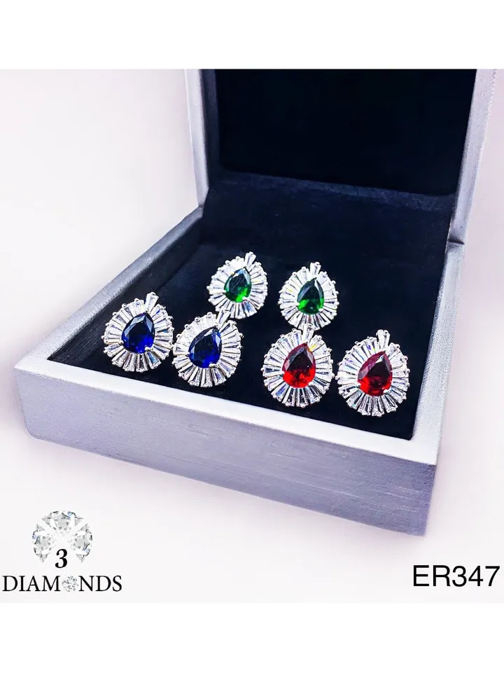Platinum And Rhodium Plated Earrings With Zircon Stones-elegant Design