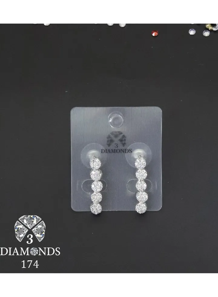 3diamond Platinum Plated Earring For Women Cubic Zircon Stone