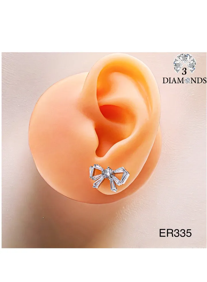 Platinum And Rhodium Plated Earrings With Zircon Stones-elegant Design