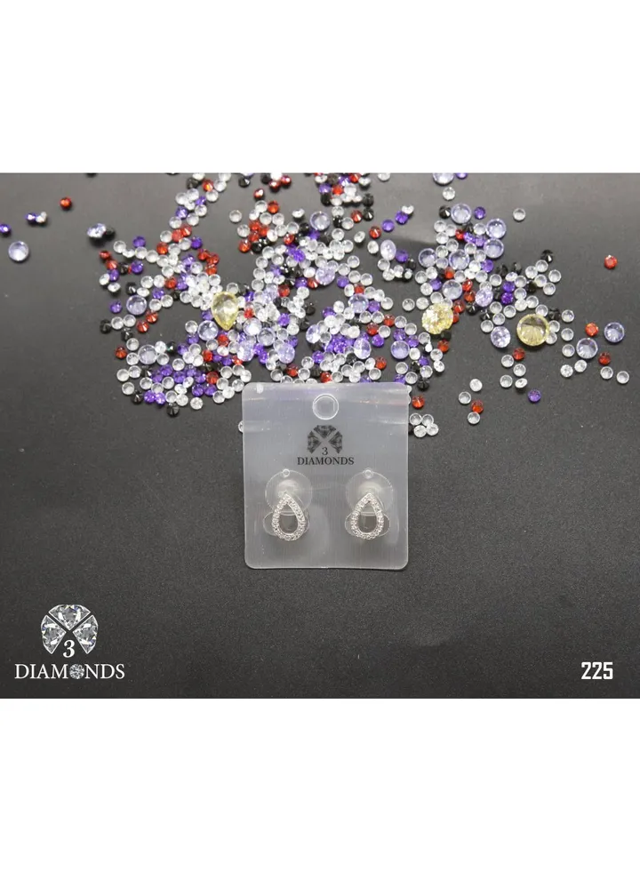 3diamond Platinum Plated Earring For Women Cubic Zircon Stone