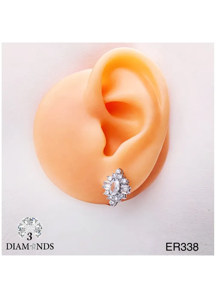 Platinum And Rhodium Plated Earrings With Zircon Stones-elegant Design