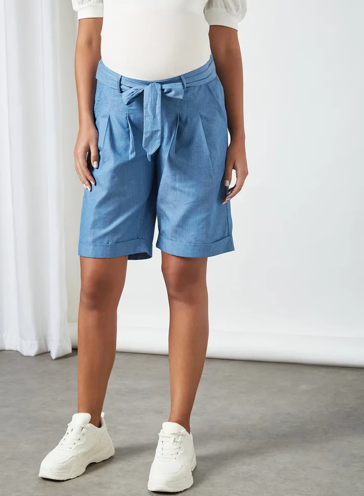 Longline Maternity Shorts Light Blue