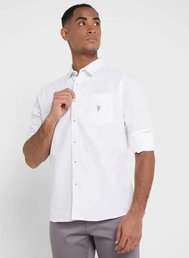 Thomas Scott Men White Relaxed Cotton Casual Sustainable Shirt