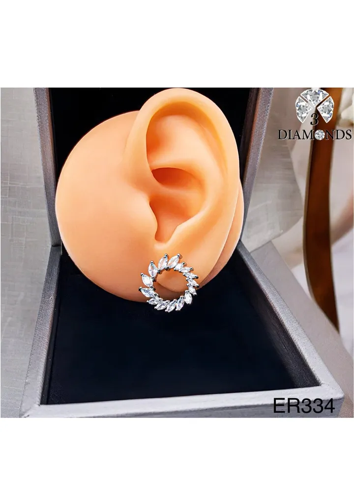 Platinum And Rhodium Plated Earrings With Zircon Stones-elegant Design