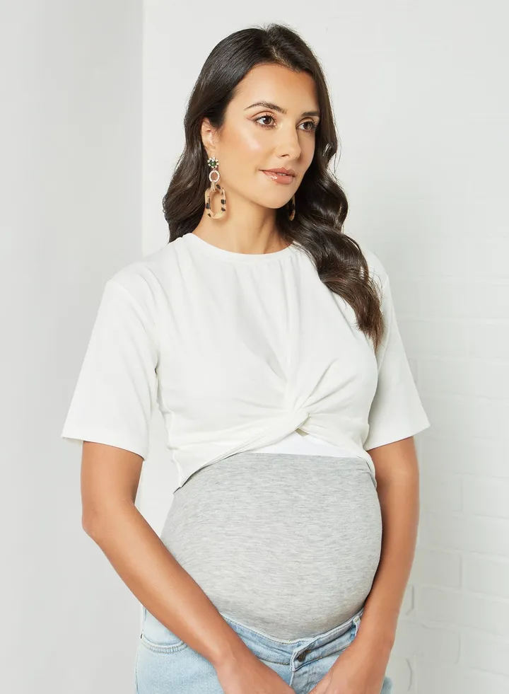 Cropped Maternity Top White