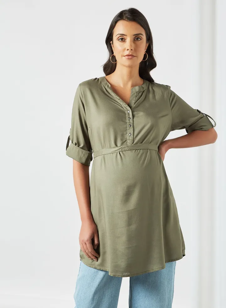 V-Neck Stylish Dress Green