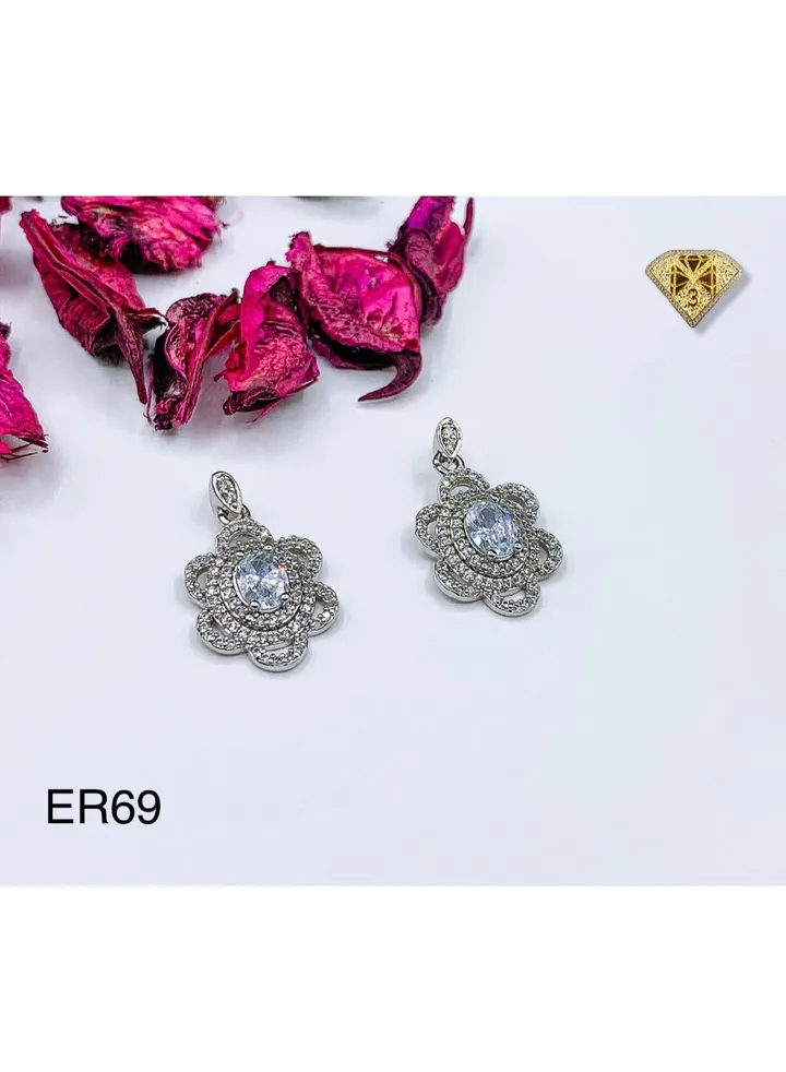 3diamond Platinum Plated Earring For Women Cubic Zircon Stone
