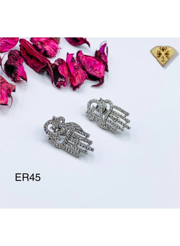 3diamond Platinum Plated Earring For Women Cubic Zircon Stone