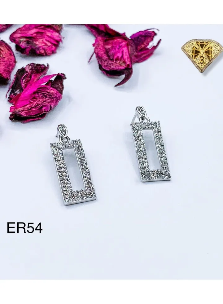 3diamond Platinum Plated Earring For Women Cubic Zircon Stone