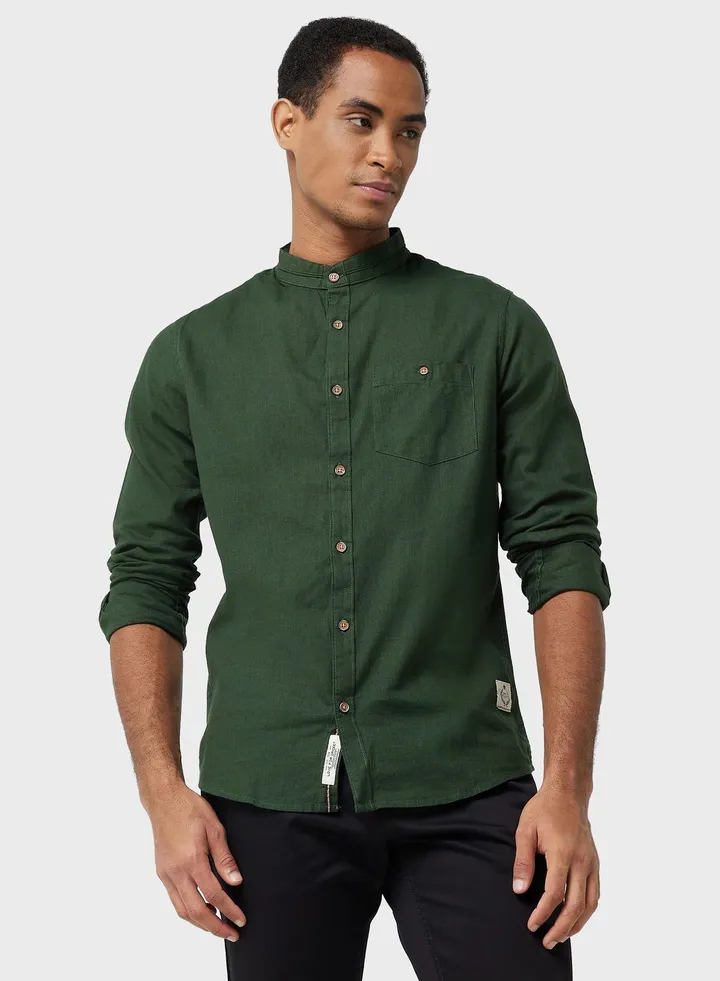 Thomas Scott Classic Slim Fit Band Collar Pure Cotton Casual Shirt
