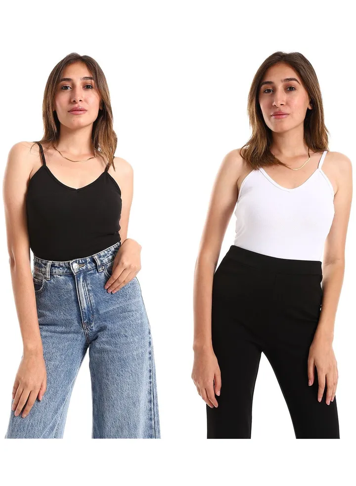 Mesery Bundle Of (2) Women's Cotton Stretch Plain Top
