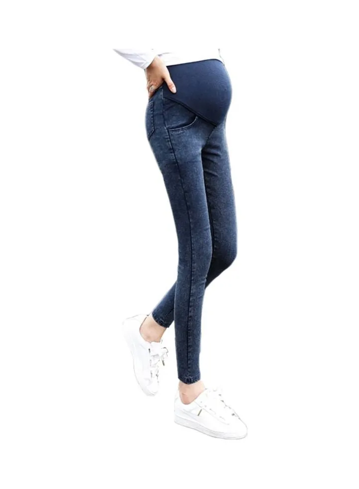 Cotton Blended Belly Support Pants Blue