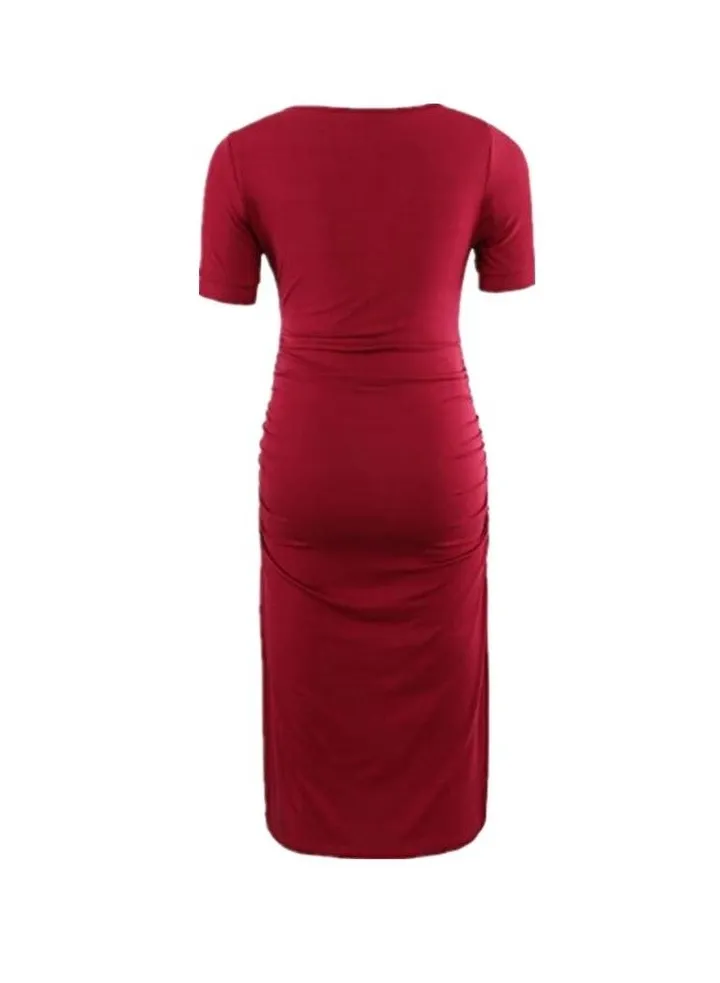 Women's Short Sleeve Maternity Dress Ruched Pregnancy Clothes