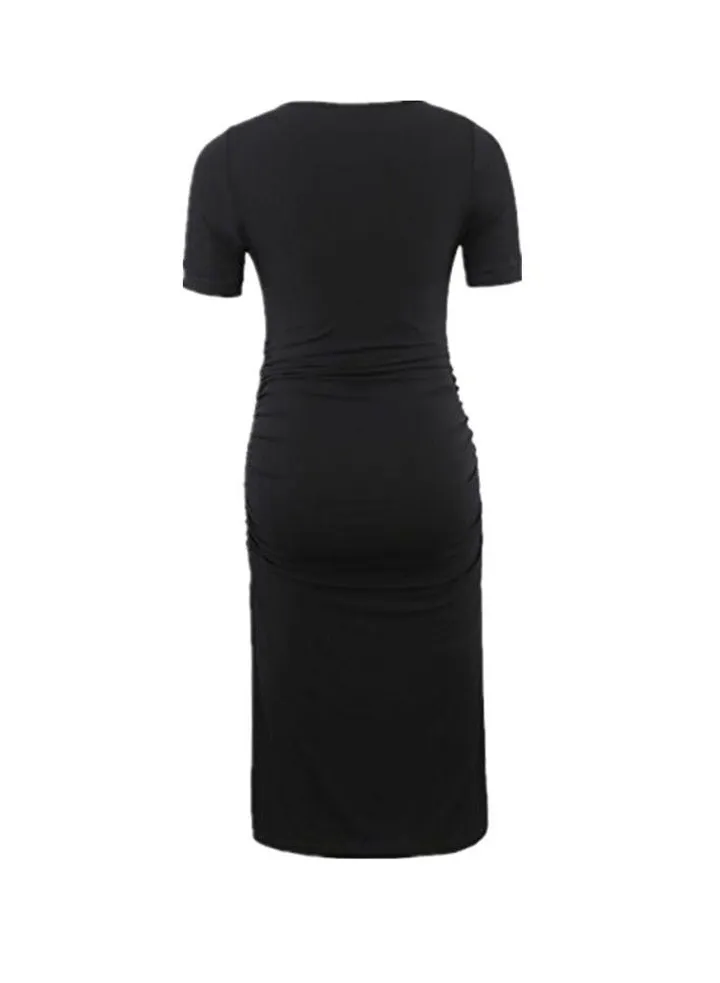 Women's Short Sleeve Maternity Dress Ruched Pregnancy Clothes