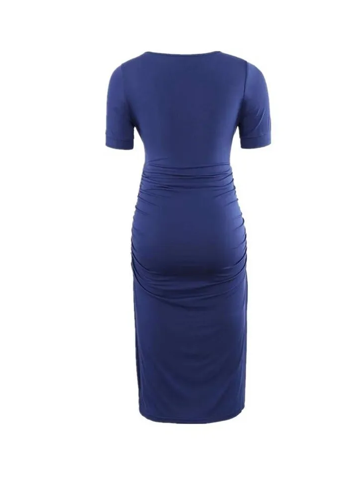 Women's Short Sleeve Maternity Dress Ruched Pregnancy Clothes