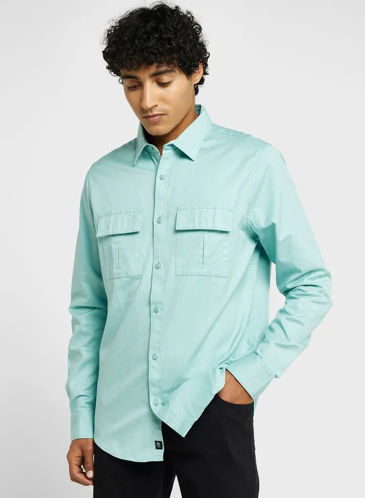 Thomas Scott Cotton Twill Classic Slim Fit Opaque Casual Shirt