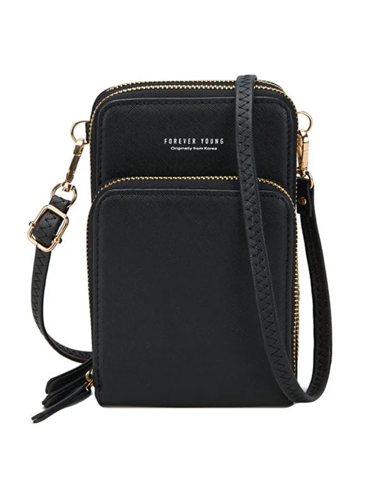 Polyurethane Casual Cross Body Bag Black