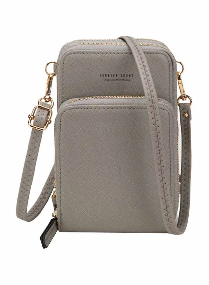 Polyurethane Casual Cross Body Bag Grey