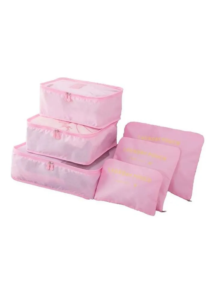 6-Piece Travel Organizer Bag Set Pink